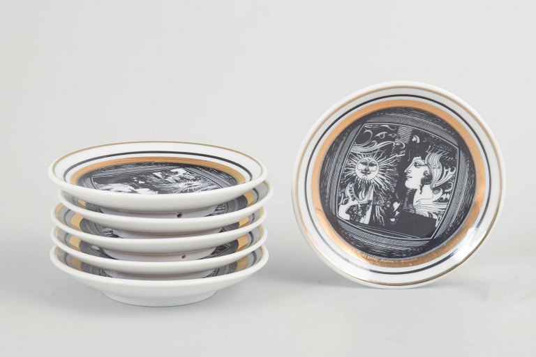 Hollóháza Porcelain Manufactory, set of 6 coasters.