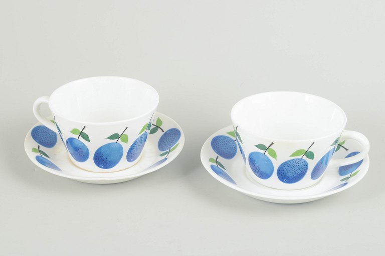 Stig Lindberg for Gustavsberg – “Prunus” teacups with matching saucers.