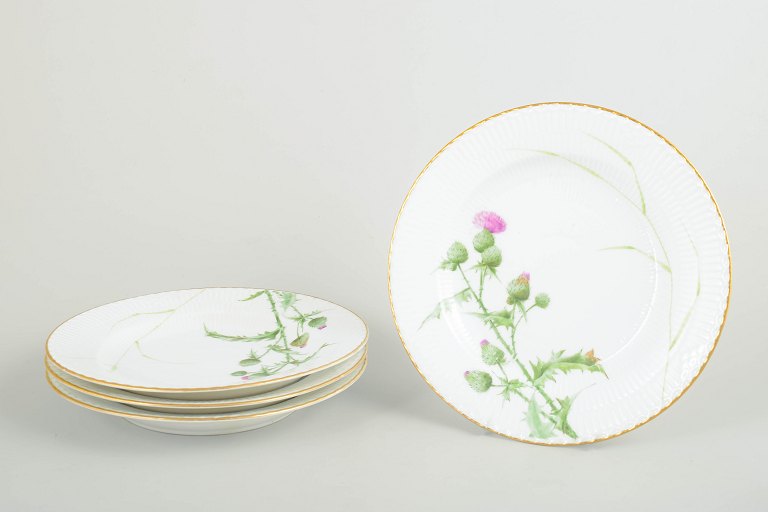 Royal Copenhagen Thistle, set of four dinner plates.