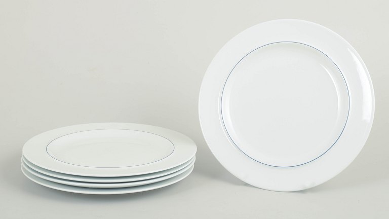 Grethe Meyer for Royal Copenhagen, set of five Blue Line lunch plates.