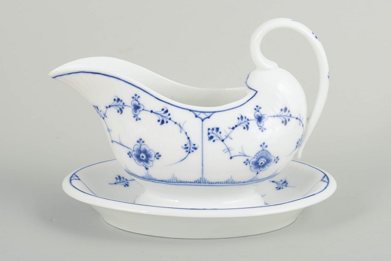 Royal Copenhagen Blue Fluted Plain, rare antique sauce boat.
