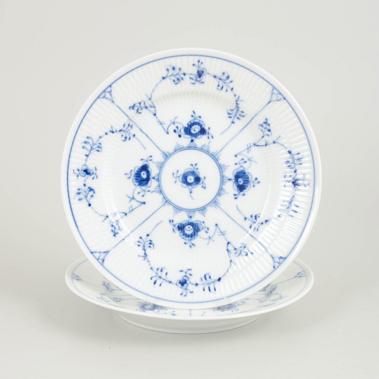 Royal Copenhagen Blue Fluted Plain two salad plates.