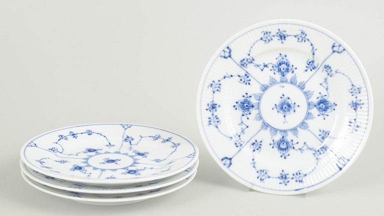 Royal Copenhagen Blue Fluted Plain, set of four cake plates.