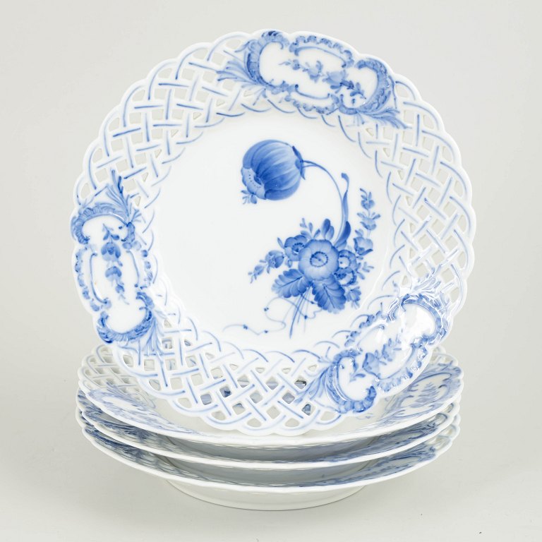 Royal Copenhagen Blue Flower, set of four lunch plates.