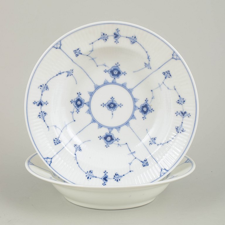 Royal Copenhagen Blue Fluted Plain two deep plates.