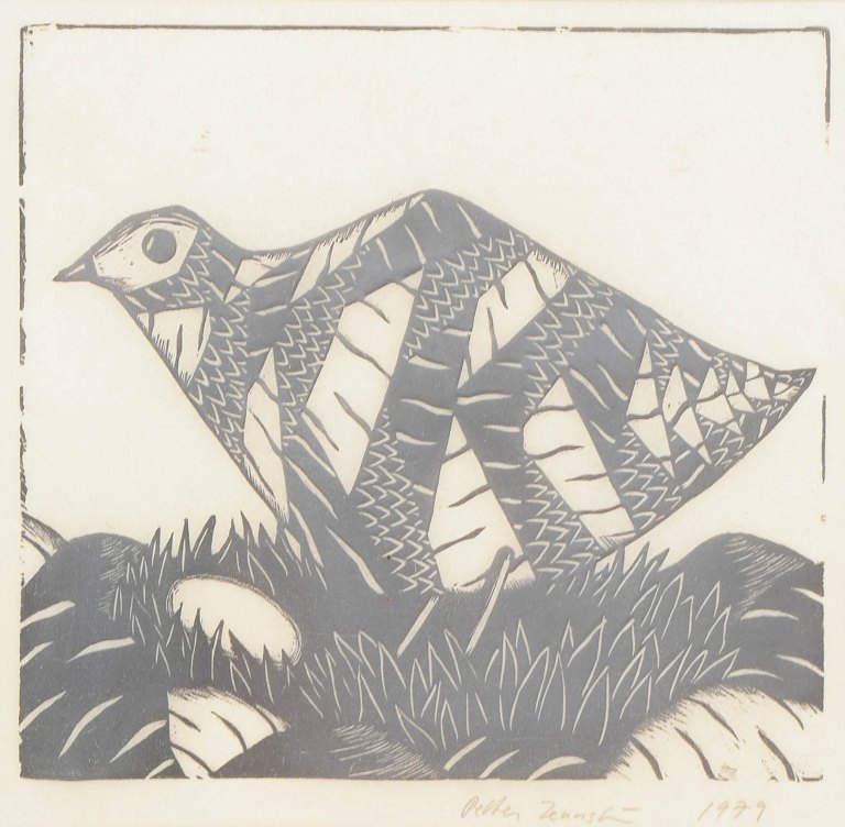 Peter Zennström, woodcut, listed Swedish artist.