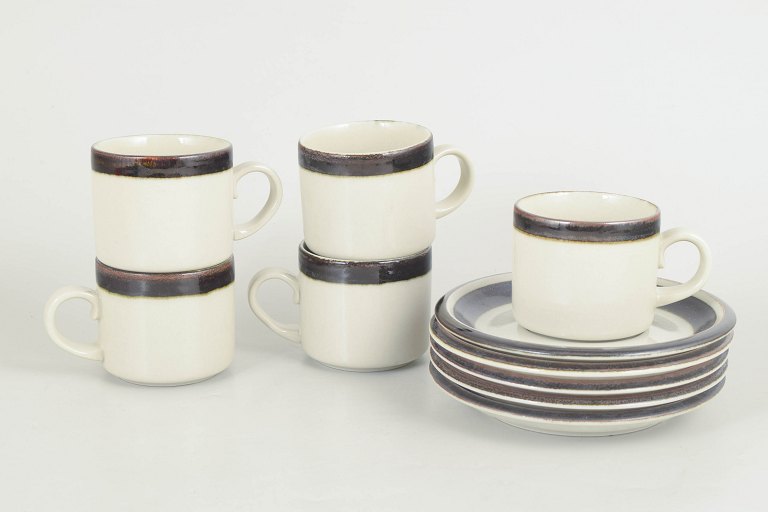 Arabia "Karelia", set of five coffee cups with matching saucers.