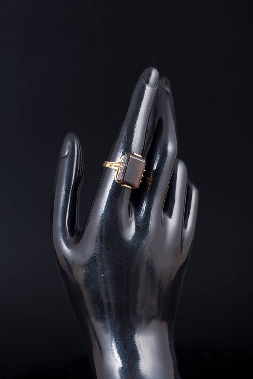8 carat gold ring with smoky quartz. Scandinavian goldsmith.