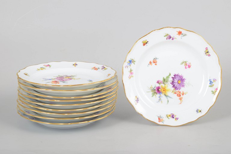 Meissen, Saxon Flower, set of ten side plates.