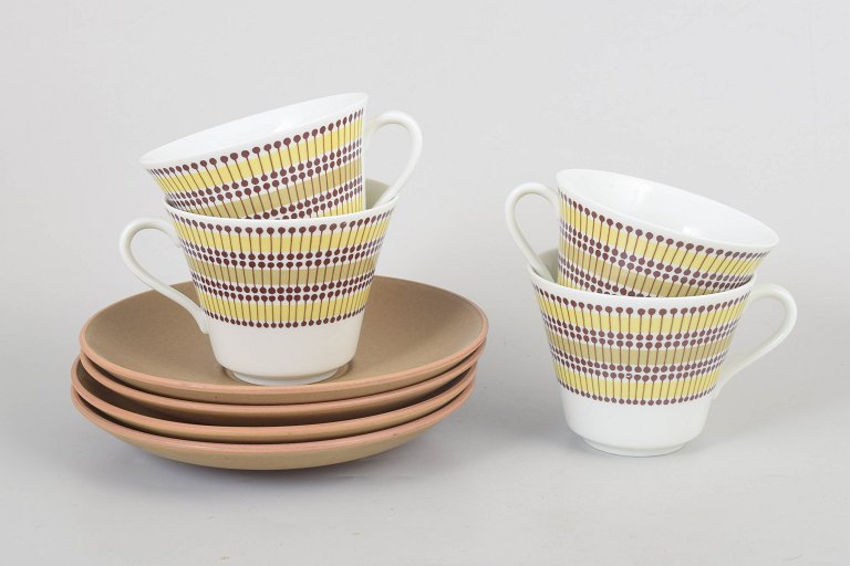 Rörstrand "Mandarin", set of four teacups with saucers.