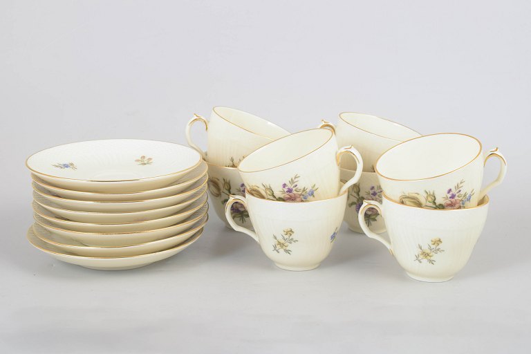 Royal Copenhagen Frijsenborg coffee cups and saucers, set of eight.