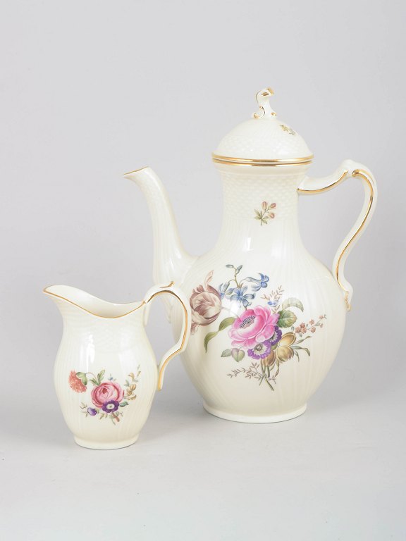 Royal Copenhagen Frijsenborg coffee pot and creamer.