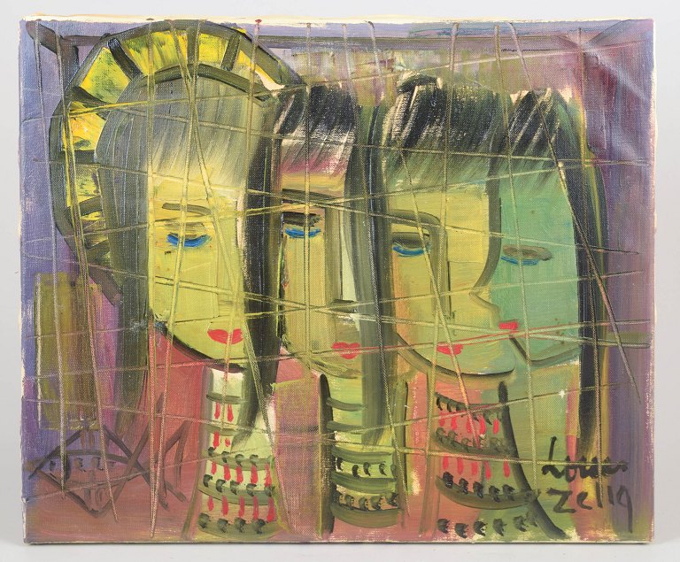 Louis Zelig, oil on canvas, listed Swedish-Romanian visual artist.