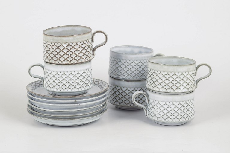 Jens Harald Quistgaard for Kronjyden / Bing & Grøndahl, set of six teacups with matching saucers.