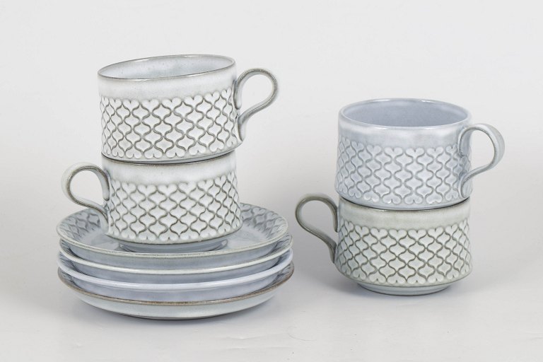 Jens Harald Quistgaard for Kronjyden / Bing & Grøndahl, set of four teacups with matching saucers.