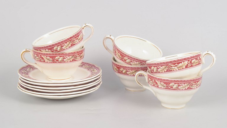 Marlborough Royal Petal, set of six teacups with matching saucers.