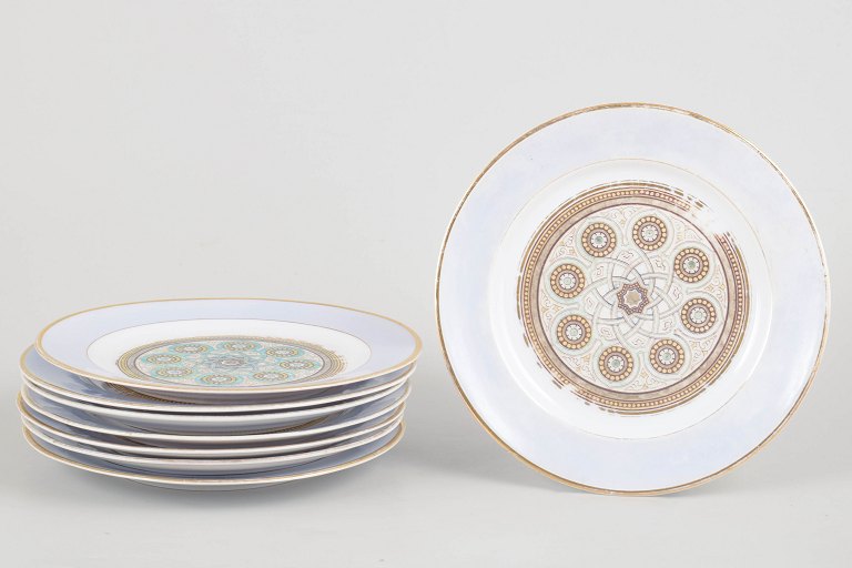 Set of Eight Aluminia Porcelain Plates.