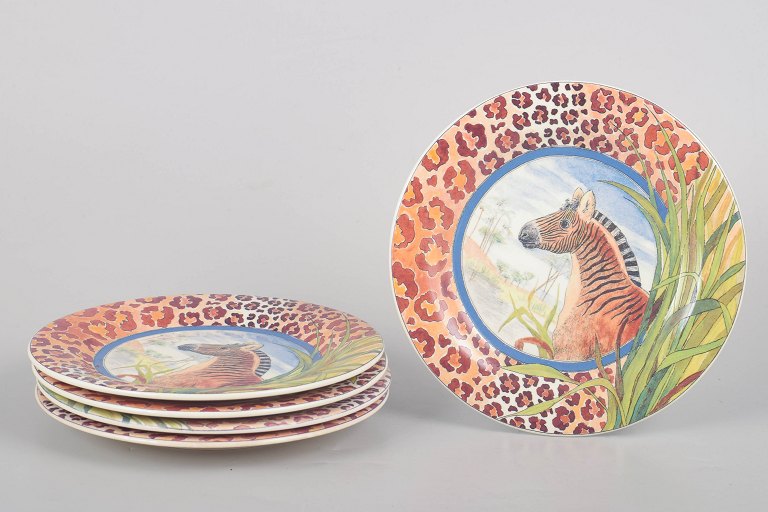 Gien "Savane", set of five plates.