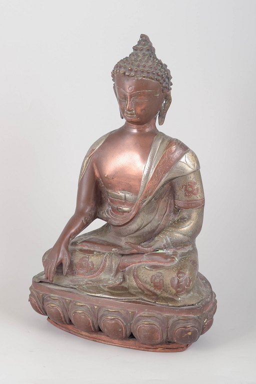 Large bronze Buddha figure.