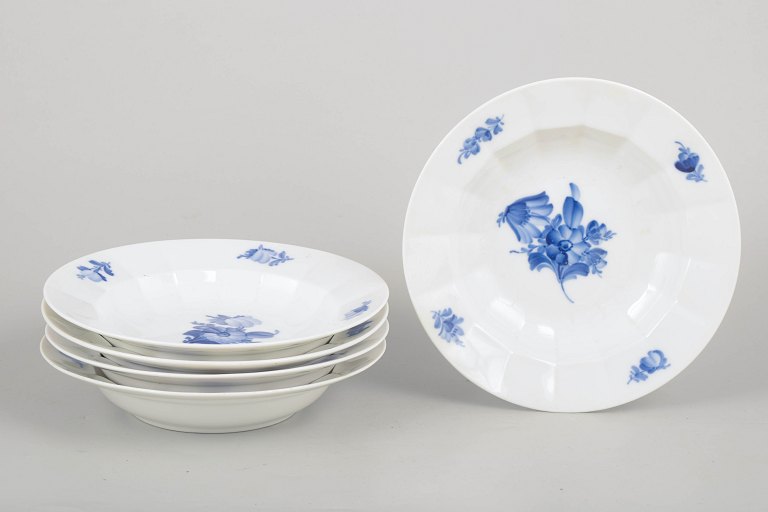 Royal Copenhagen Blue Flower Angular, set of five pasta plates.