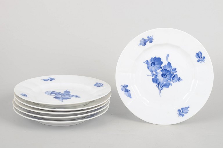 Royal Copenhagen Blue Flower Angular, set of six salad plates.