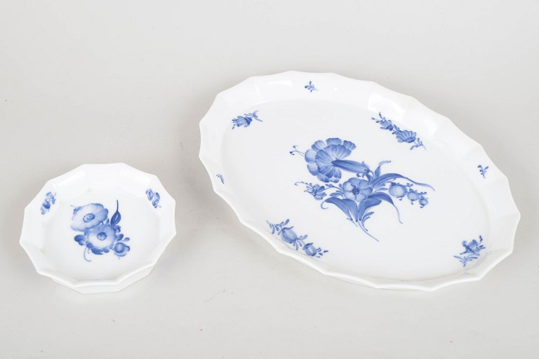 Royal Copenhagen Blue Flower Angular, tray and bowl.