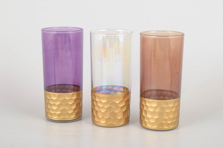 Bohemian set of three drinking glasses.