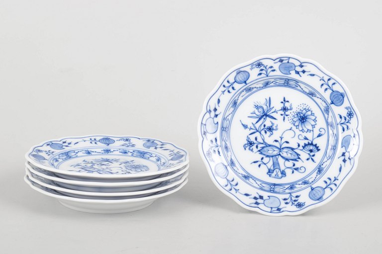 Meissen Blue Onion, set of five side plates.