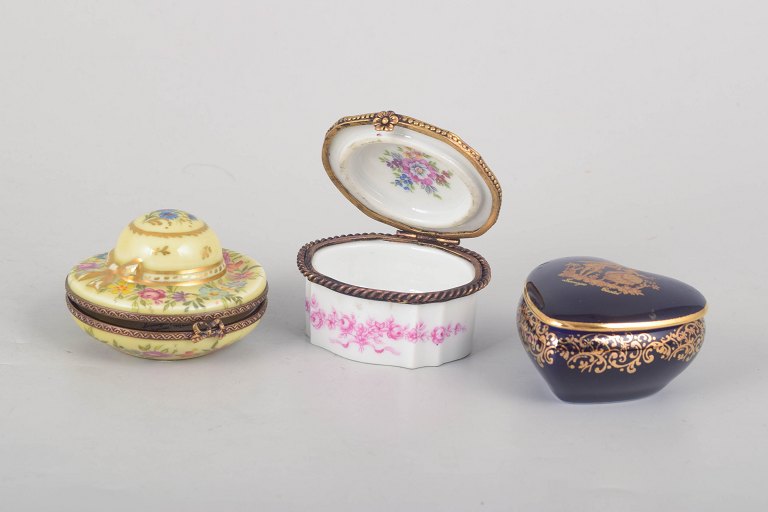 Set of Three Limoges Lidded Boxes.