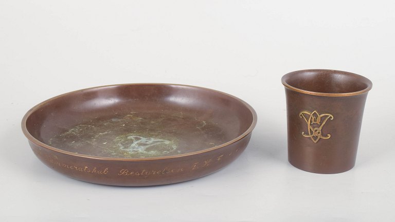 Danish Design Bronze Bowl and Vase.
