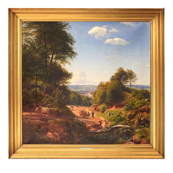 Peter Christian Thamsen Skovgaard, 1817–75, oil on canvas.Landscape near the ascent to Lille Grundet, with the town of Vejle in the backgroundSigned and dated “P. C. Skovgaard 1852”. A corresponding motif is owned by Vejle Art Museum