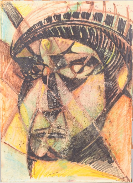 European artist, Cubist composition, mixed media on paper, circa 1950s.