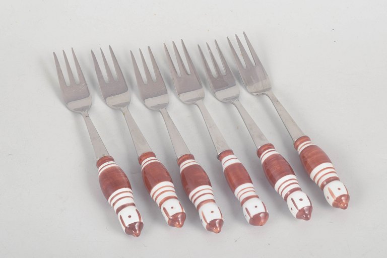 Bjørn Wiinblad for Rosenthal, set of six cake forks.