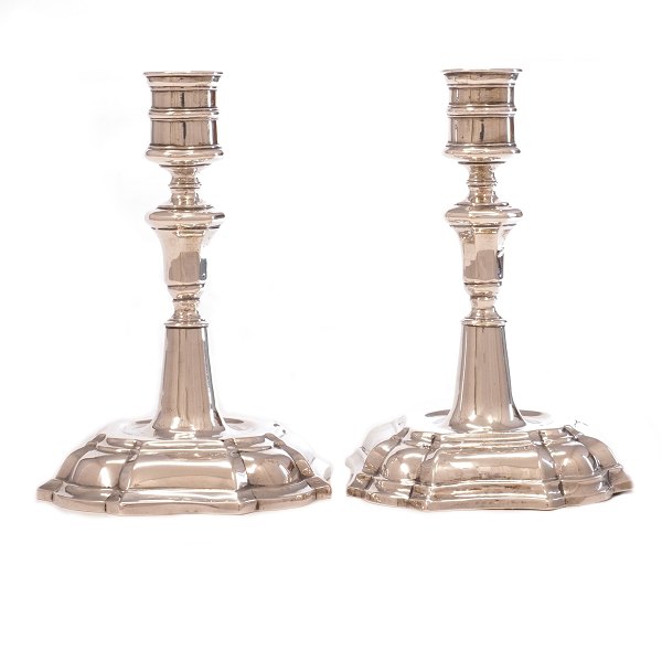 Pair of 18th century silver candlesticks by Nicolai Brandt, Horsens, 1787-1813. H: 14cm