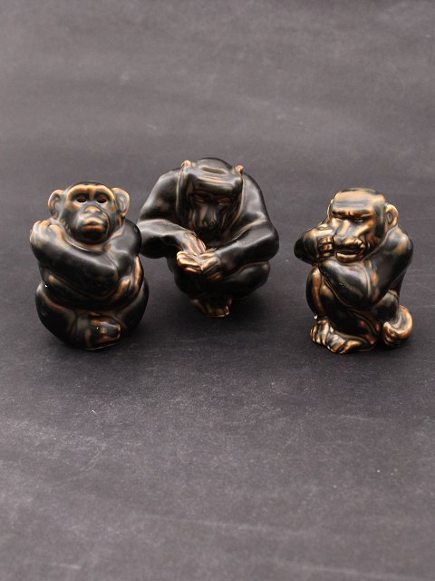 Royal Copenhagen set of 3 stoneware monkeys
